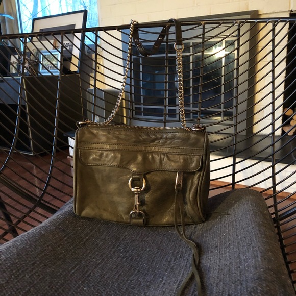 olive Rebecca Minkoff distressed leather bag purse - Picture 4 of 8